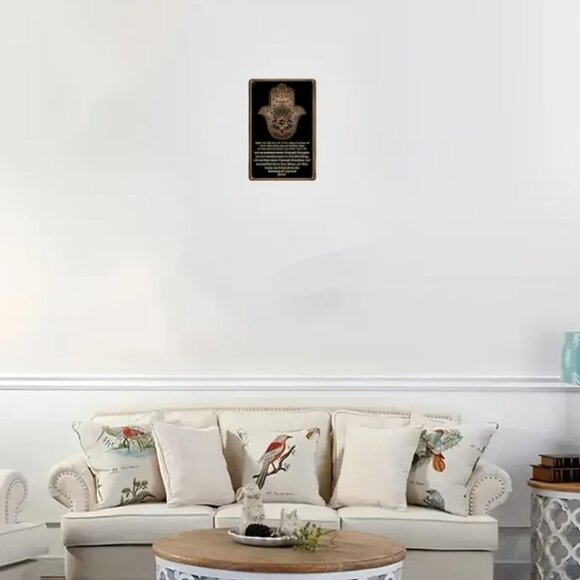 Jewish Hamsa Hand Blessing Sign 8x12 Metal Wall Art Evil Eye Protection - Picture 5 of 5